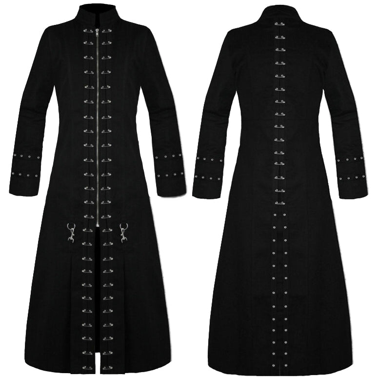 Goth Punk Pinhead Vampire Jacket Trench Coat Black Gothic Cosplay Trench Coat