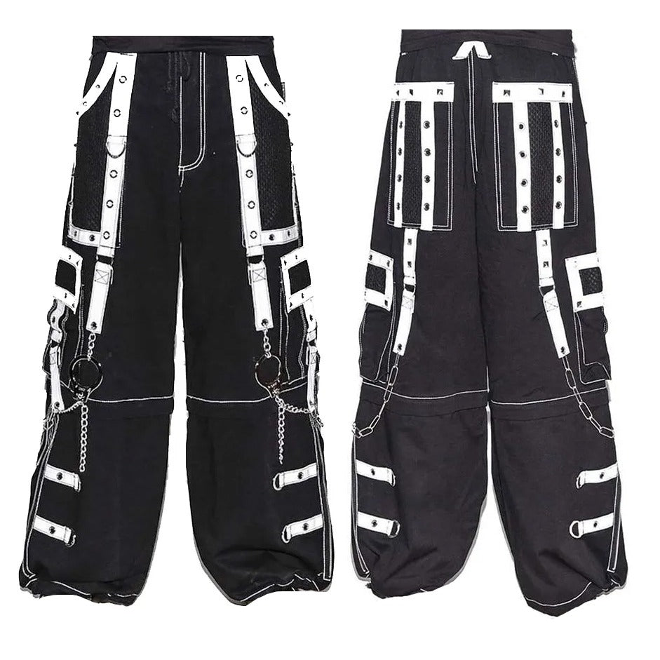 Gothic Men Handmade Bondage Gothic Cyber Pant Chain Techno Rock Punk Shorts Trouser Pants Unisex