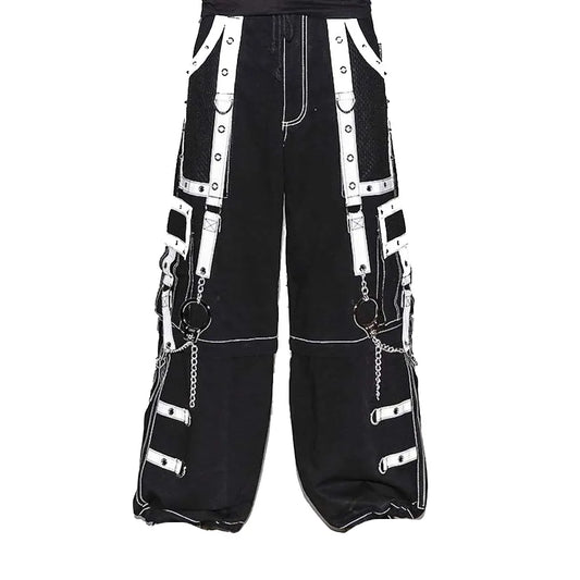 Gothic Men Handmade Bondage Gothic Cyber Pant Chain Techno Rock Punk Shorts Trouser Pants Unisex