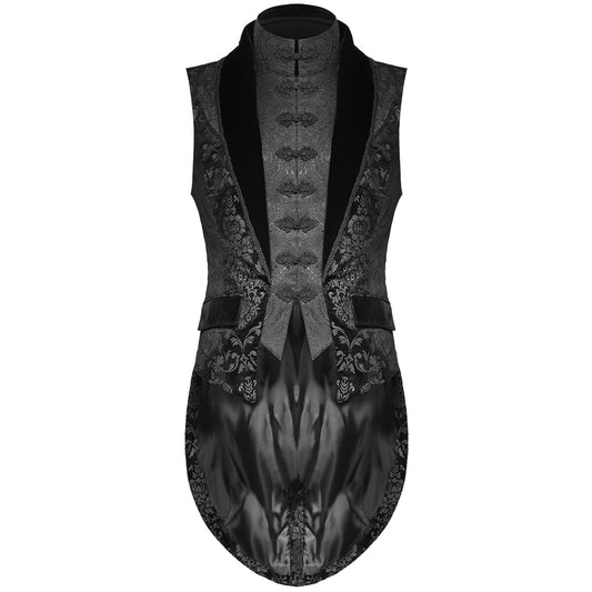 Prime Quality Men Gothic Victorian Silver Brocade Waistcoat Vest Jacquard Tuxedo Sleeveless Tailcoat