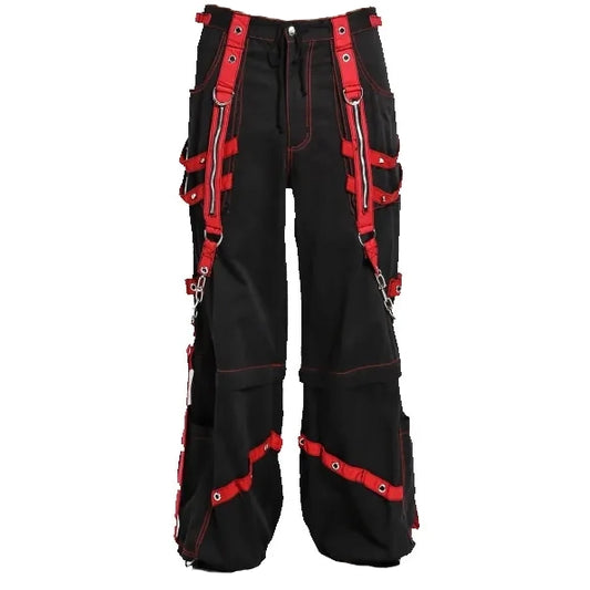 Men Extreme Bondage Red Skater Gothic Punk Rocker Cyber Goth Steampunk Biker Pant Unisex