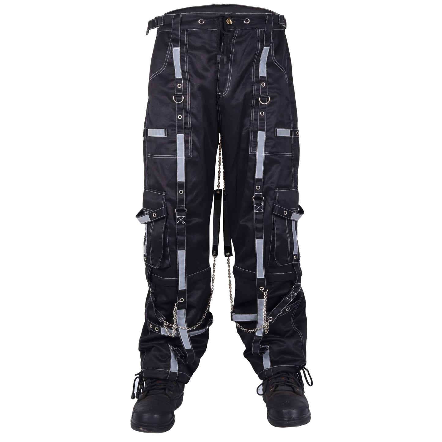 Gothic Bondage Reflective Men Pant Alternative Punk Rock Emo Trouser Pant Shorts Unisex