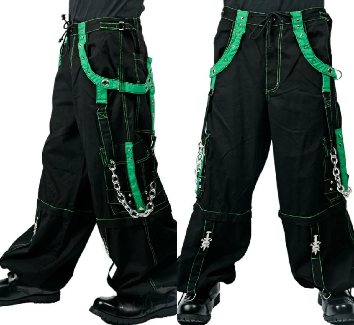 Gothic Mens Bondage Rave Shorts Gothic Biker Cyber Emo Skater Goth Pants Unisex