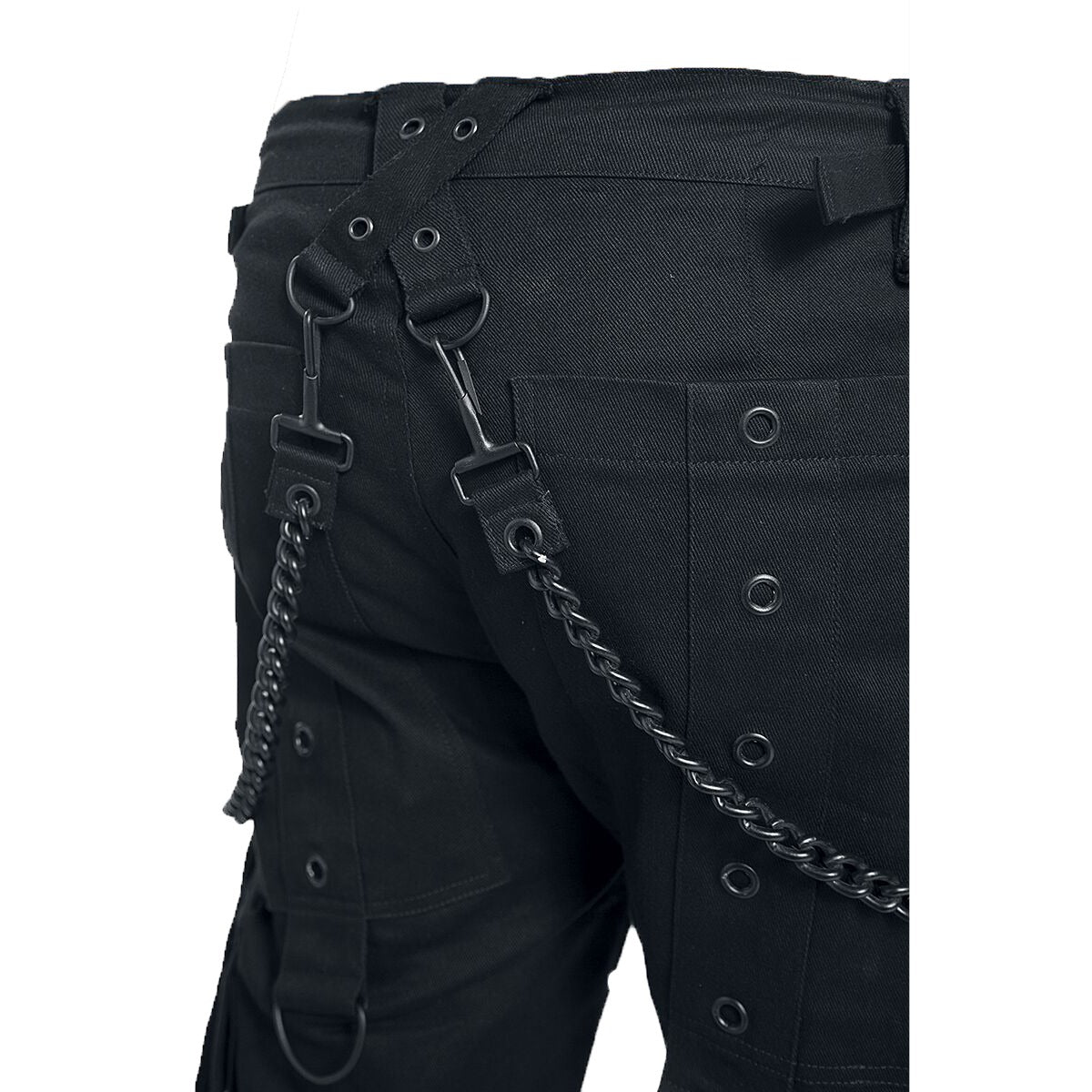 Gothic Bondage Cargo Rock Black Punk Buckle Zips Chain Strap Trousers Emo Pants Unisex