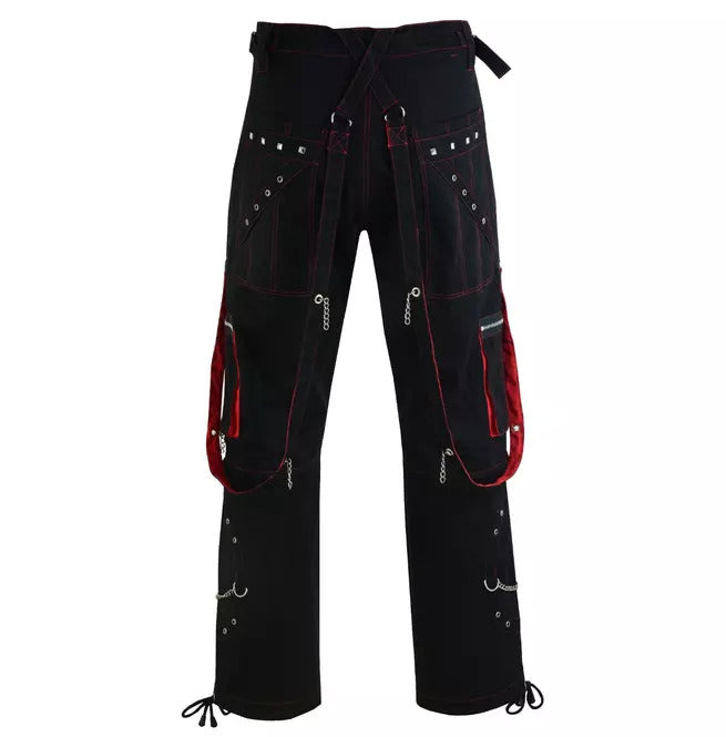 Gothic Mens Black Stylish Pant Trouser Slim fit Straight Black Red Color Pants Unisex