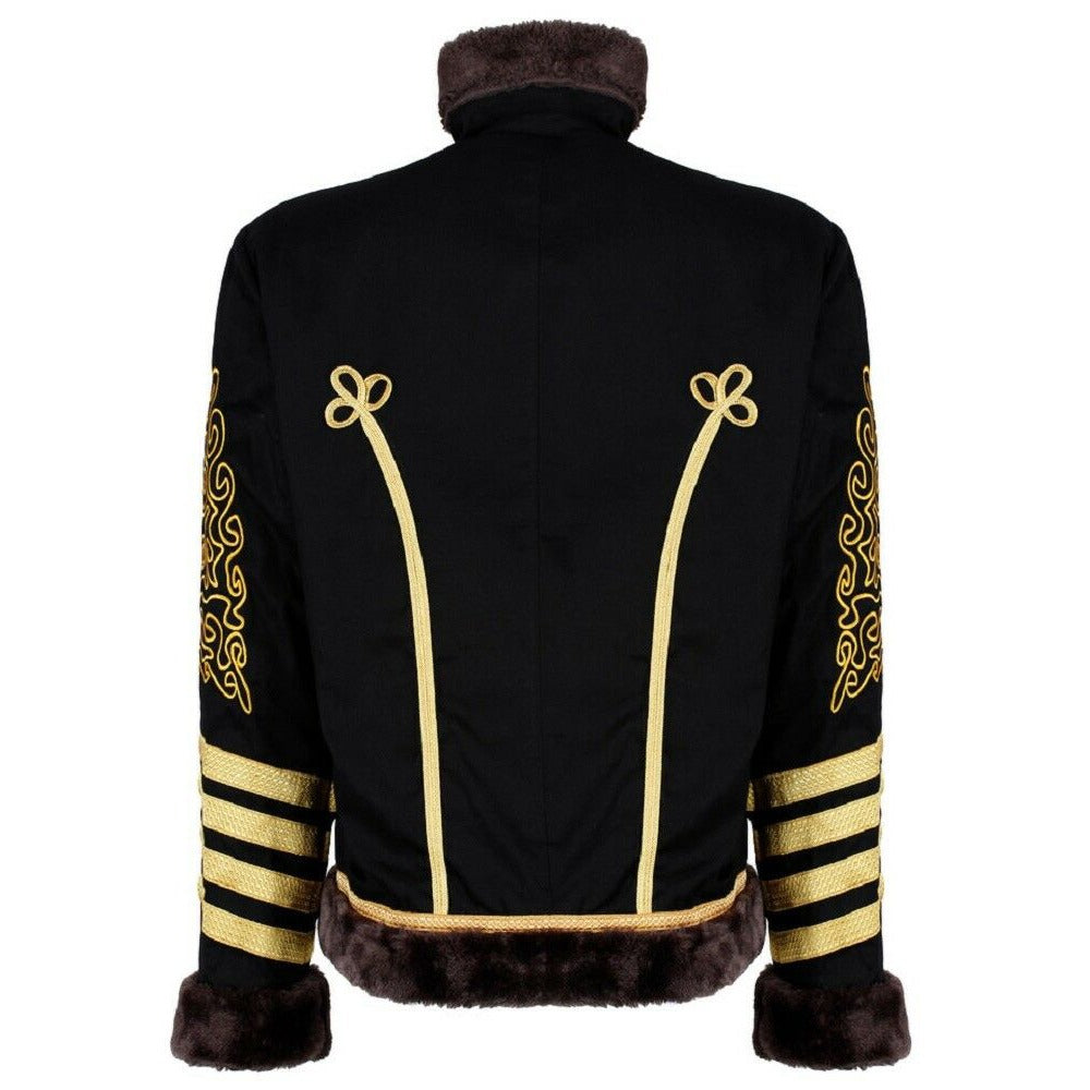 New Napoleonic Hussars Uniform Military Style Tunic Pelisse Jimi Hendrix Jacket Parade Drummer Officer Faux Fur