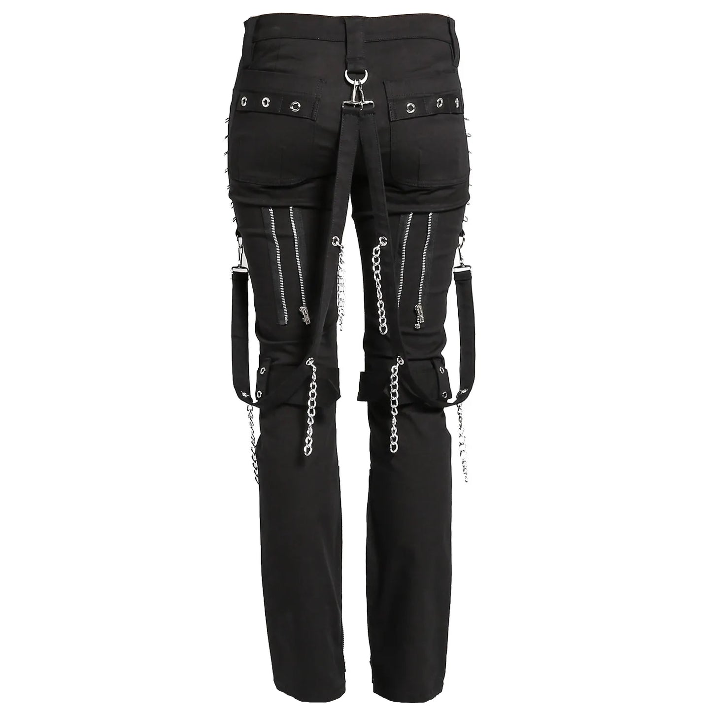 Men Gothic Bondage Black Pant Rock Hard Trouser Heavy Weight Emo Pants Unisex