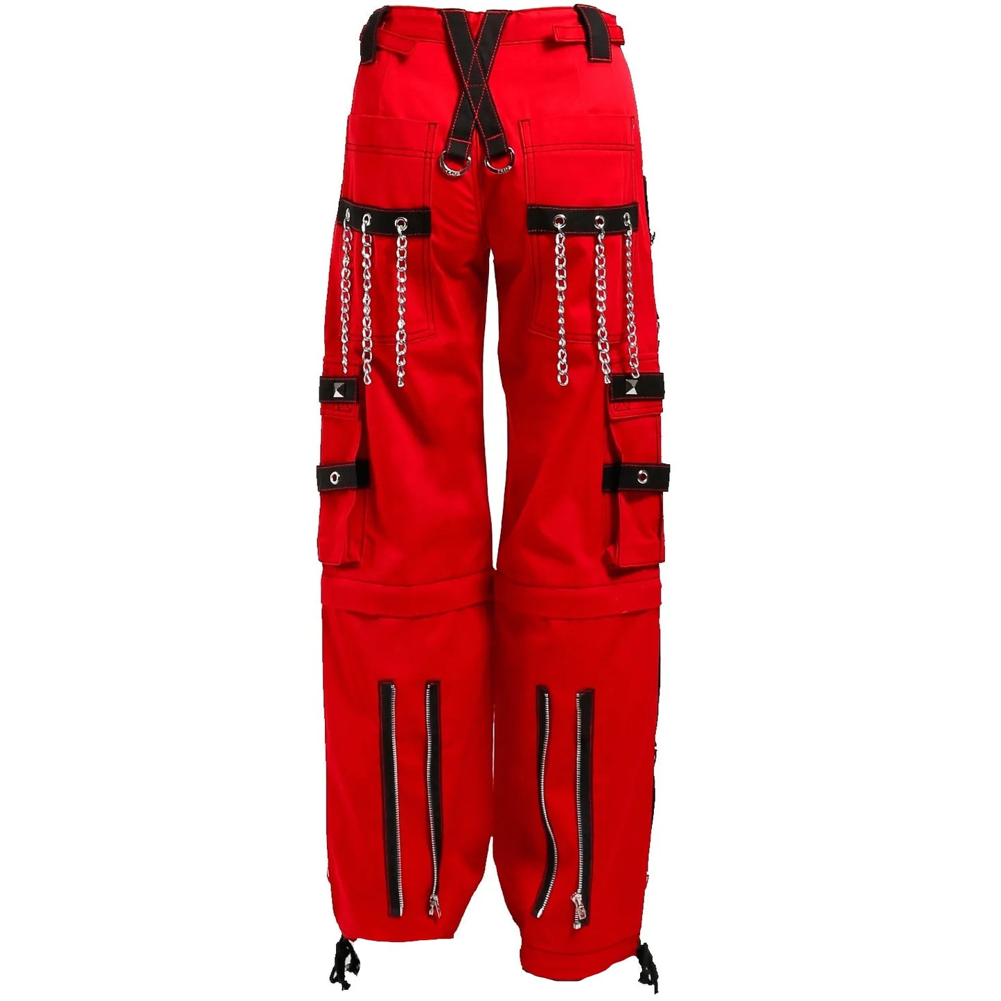 Gothic Bondage Handmade Men Pant Alternative Punk Rock Transformer Trouser Red Baggy Pants Unisex