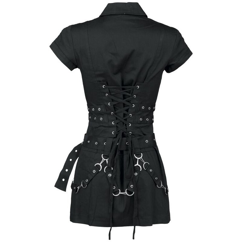 Gothic Black Zip Dress Short Dress Black