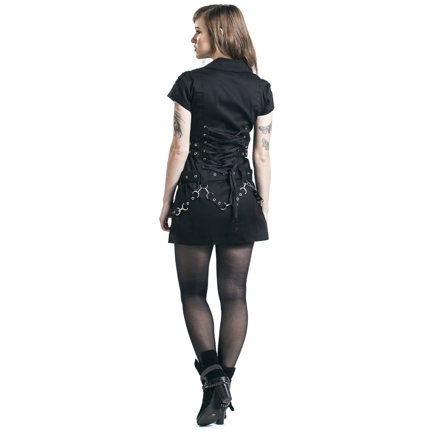 Gothic Black Zip Dress Short Dress Black