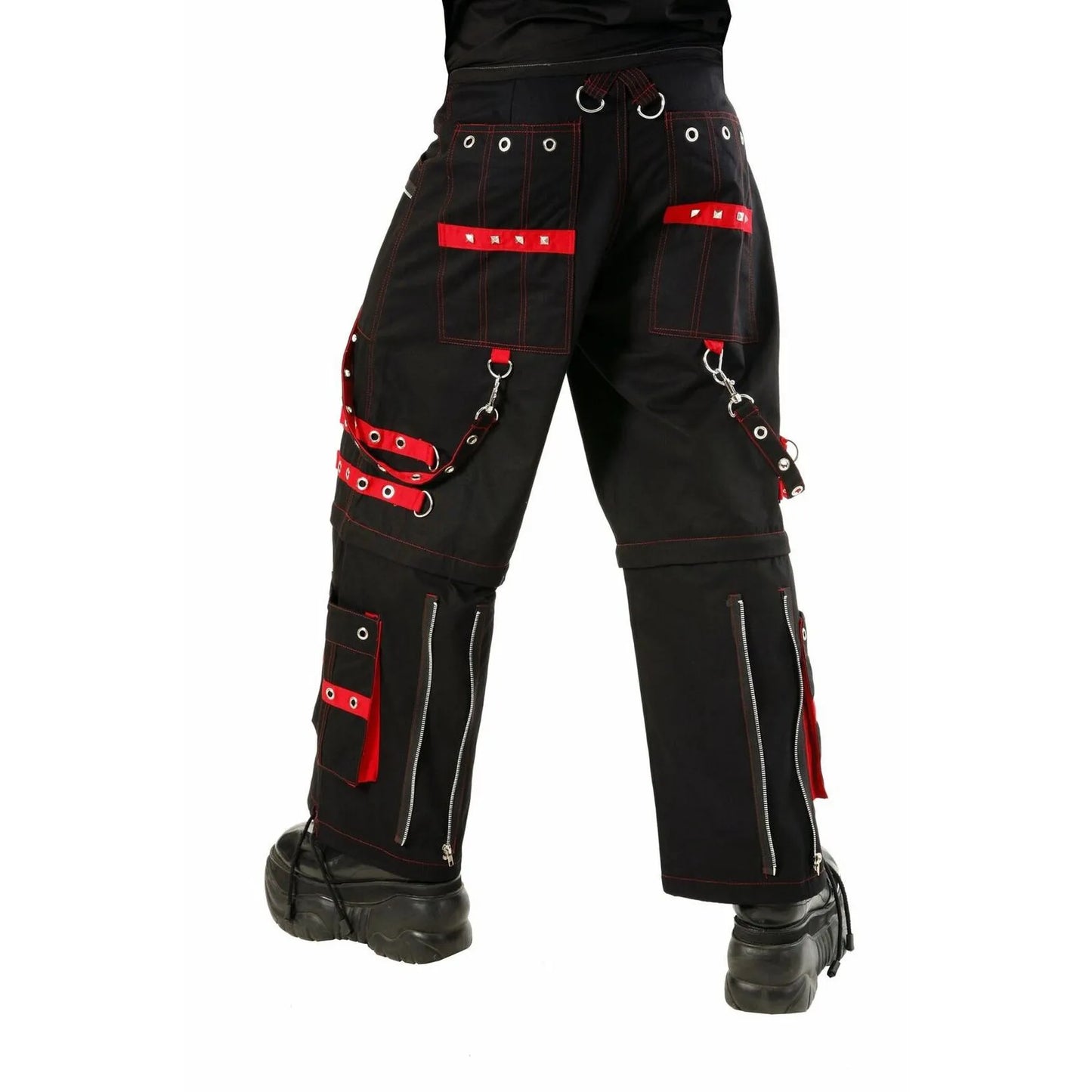 Mens Gothic Handmade Bondage Trouser Punk Rock Transformer Black Red Gothic Pant Unisex