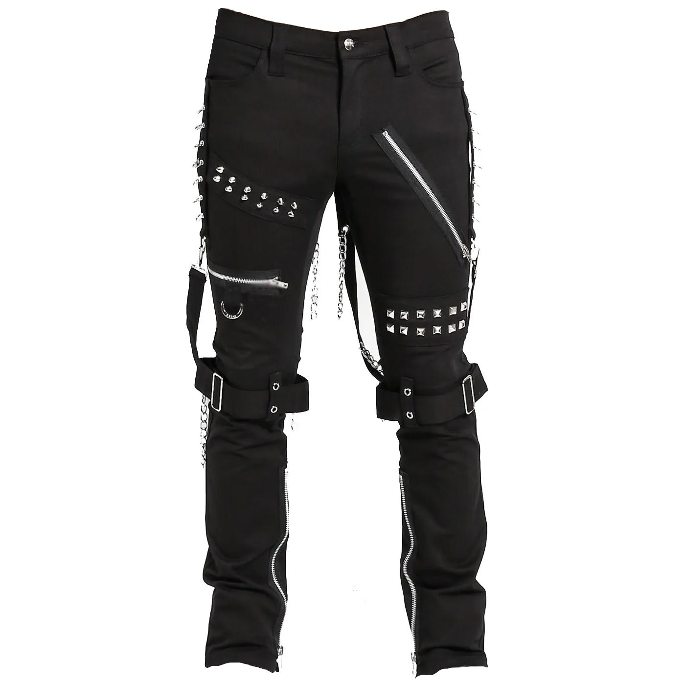 Men Gothic Bondage Black Pant Rock Hard Trouser Heavy Weight Emo Pants Unisex