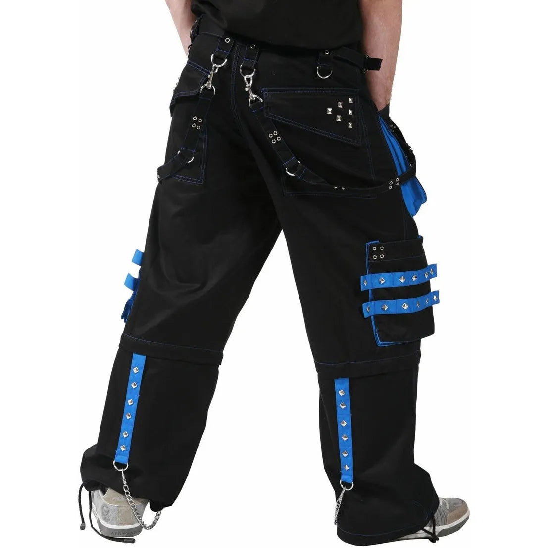 Prime Quality Mens Gothic Mens Bondage Gothic Cyber Pant Chain Techno Rock Punk Shorts Trouser Blue Black Pants Unisex