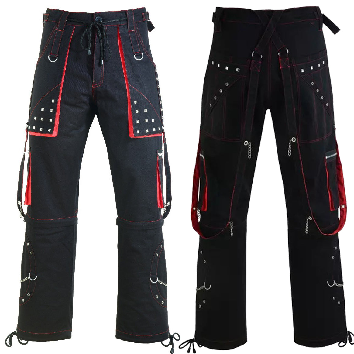 Gothic Mens Black Stylish Pant Trouser Slim fit Straight Black Red Color Pants Unisex