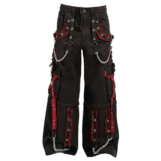 EXTREME BONDAGE GOTHIC PUNK ROCKER CYBER GOTH RED & BLACK STEAMPUNK BIKER PANTS