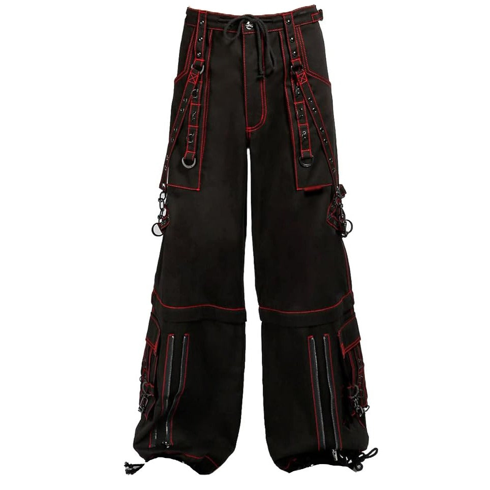 Mens Black Gothic Super Studded Pants Red Stitching Mens Fashion Gothic Tripp Pant Unisex