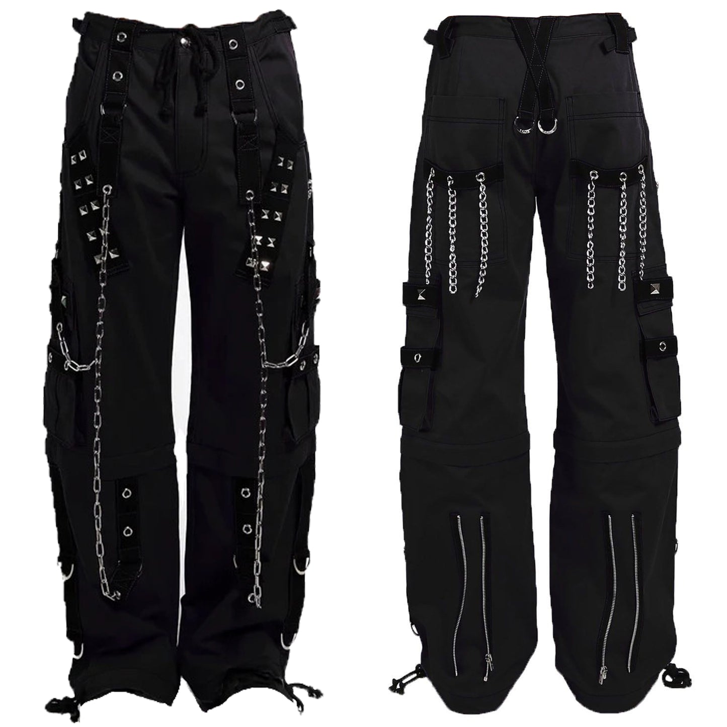 Gothic Dark Cuff Pants Black Unisex