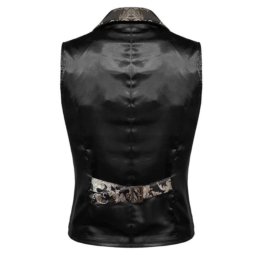 Gothic Devil Fashion Aristocrat Men’s Waistcoat Vest Black & Amp Gold