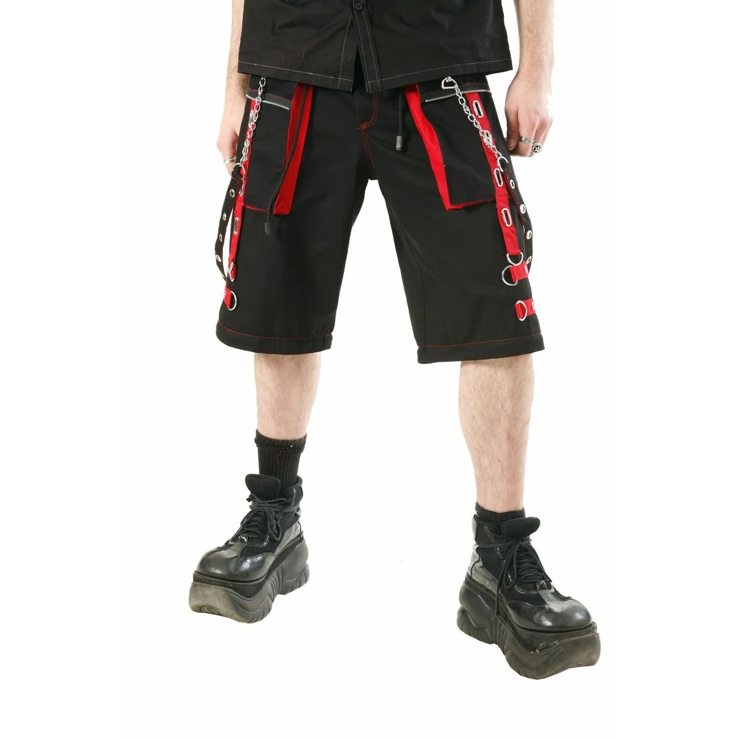 Mens Gothic Handmade Bondage Trouser Punk Rock Transformer Black Red Gothic Pant Unisex