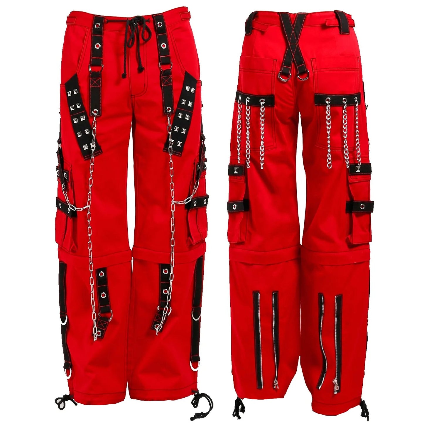 Gothic Bondage Handmade Men Pant Alternative Punk Rock Transformer Trouser Red Baggy Pants Unisex