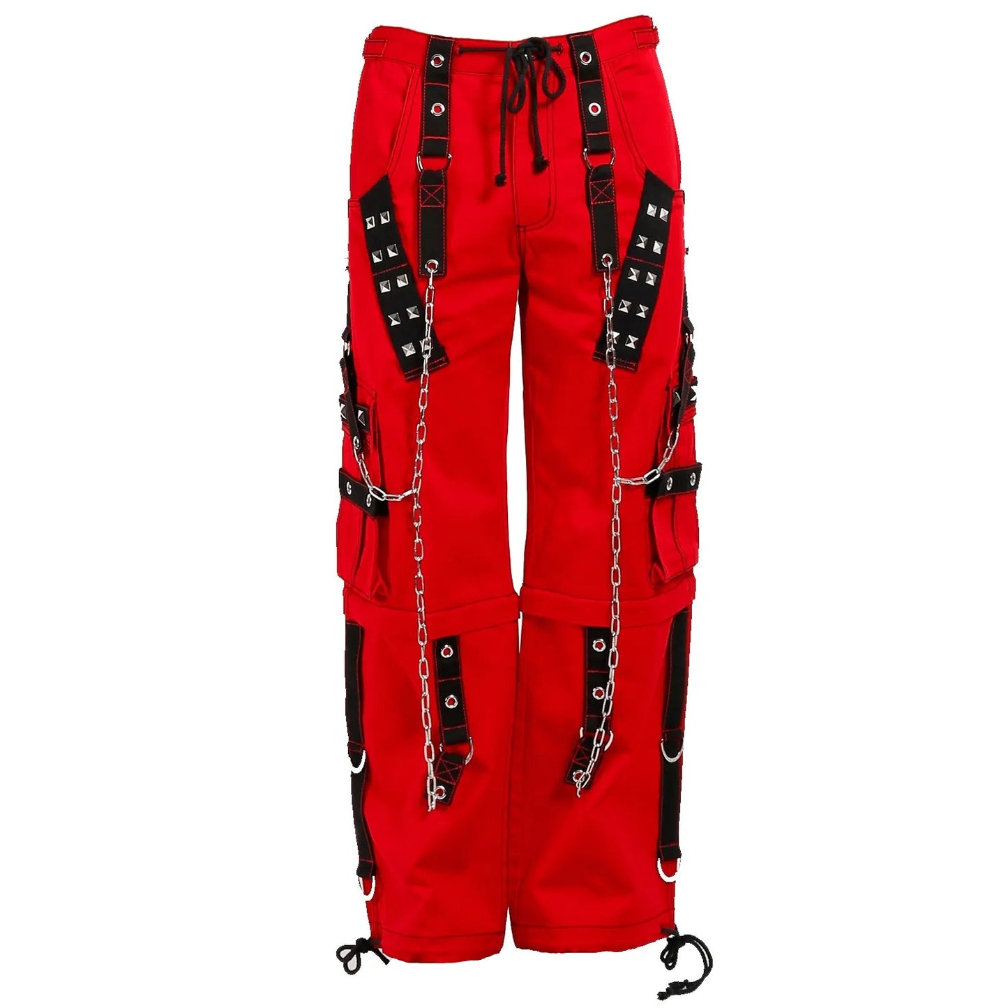 Gothic Bondage Handmade Men Pant Alternative Punk Rock Transformer Trouser Red Baggy Pants Unisex