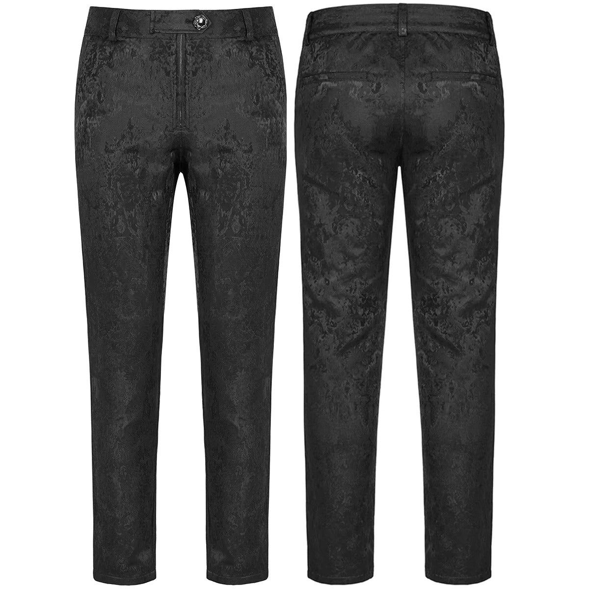 Mens Black Brocade Victorian Dress Pant Trouser Black Gothic Pants