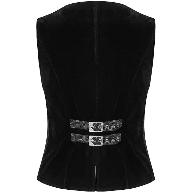 Men’s Gothic Waistcoat Vest Black Paisley Velvet Steampunk Regency/Victorian Suit Vest Steampunk