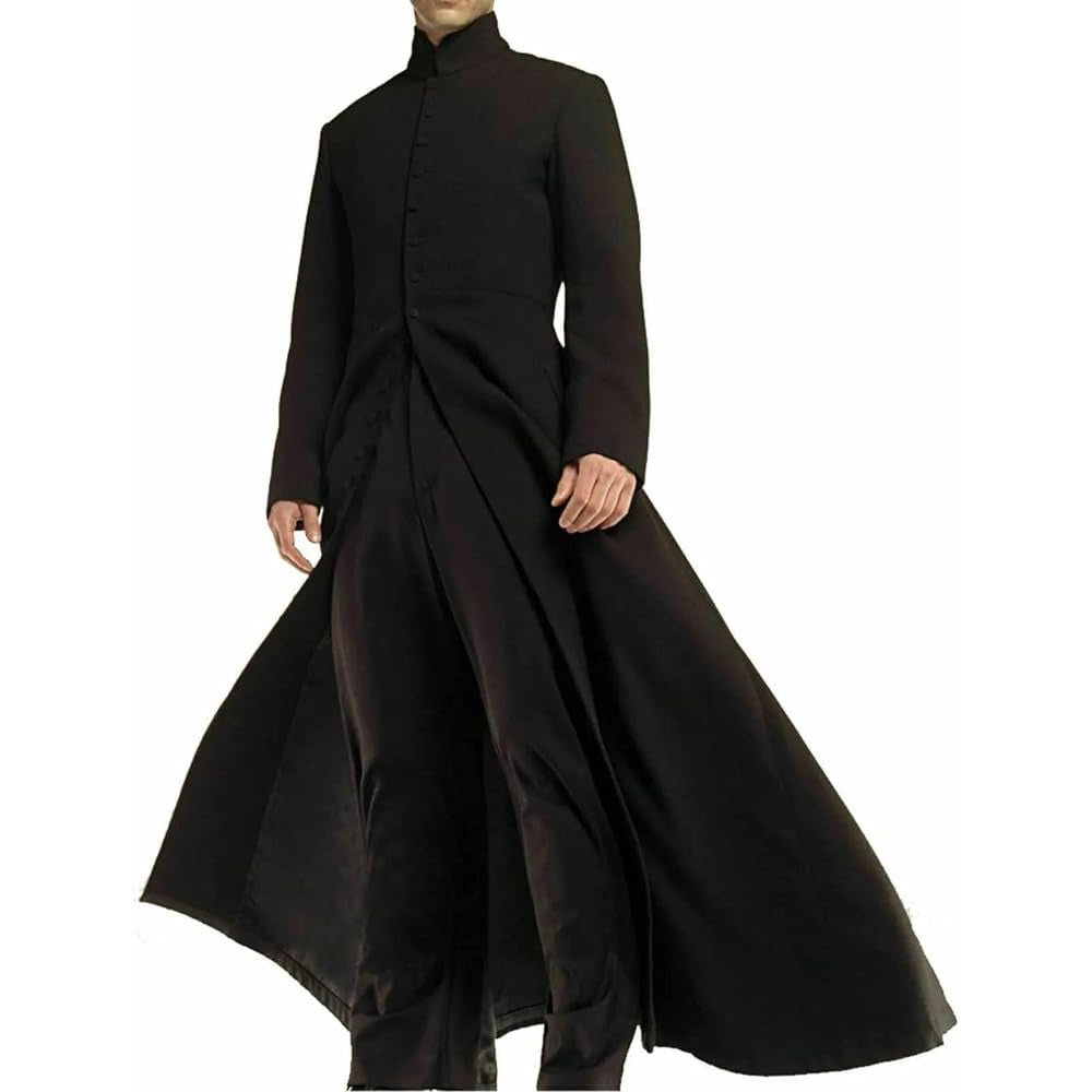 Neo Matrix Heavy Duty Cotton Keanu Reeves Black Gothic Steampunk Trench Coat