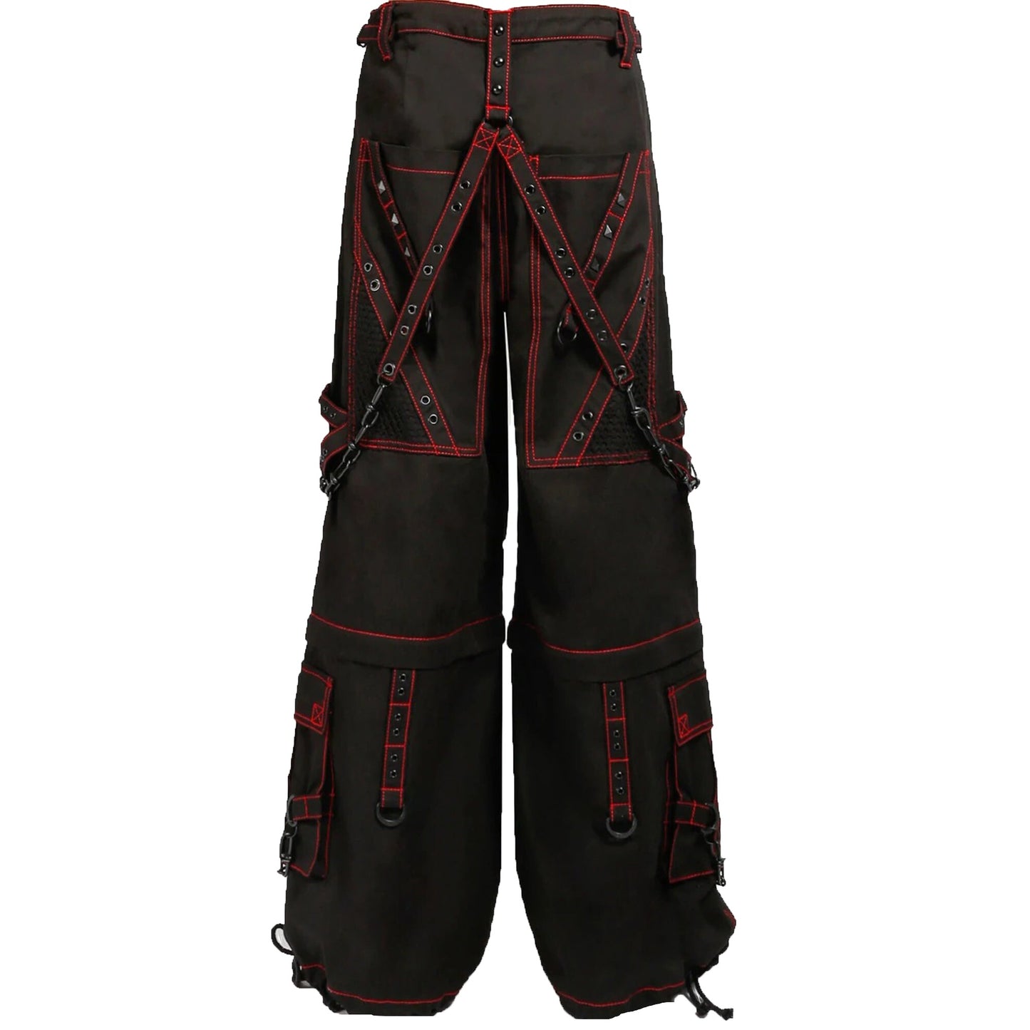 Mens Black Gothic Super Studded Pants Red Stitching Mens Fashion Gothic Tripp Pant Unisex