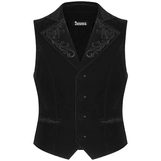 Mens Gothic Waistcoat Vest Black Velvet Embroidered Steampunk Vampire