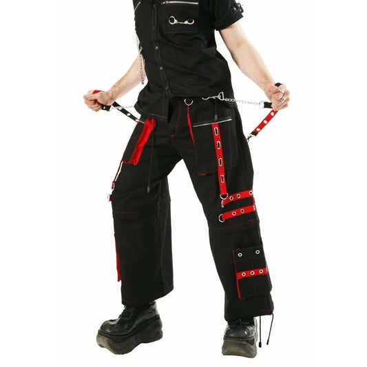 Mens Gothic Handmade Bondage Trouser Punk Rock Transformer Black Red Gothic Pant Unisex