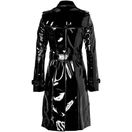 Prime Quality Black PVC Vinyl Women’s Trench Coat