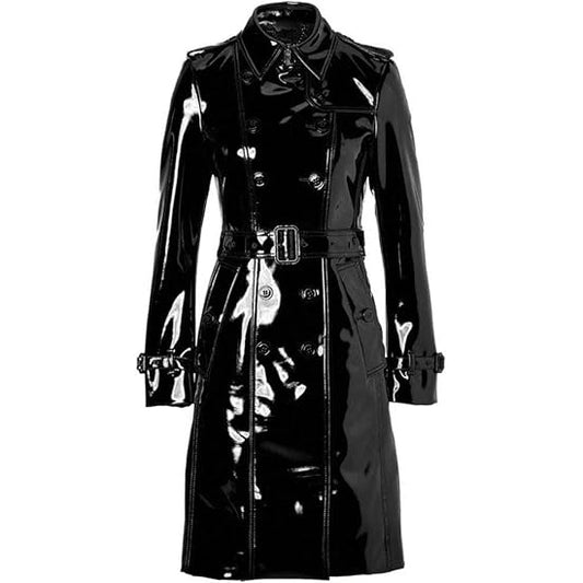 Prime Quality Black PVC Vinyl Women’s Trench Coat