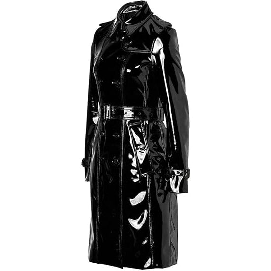 Prime Quality Black PVC Vinyl Women’s Trench Coat