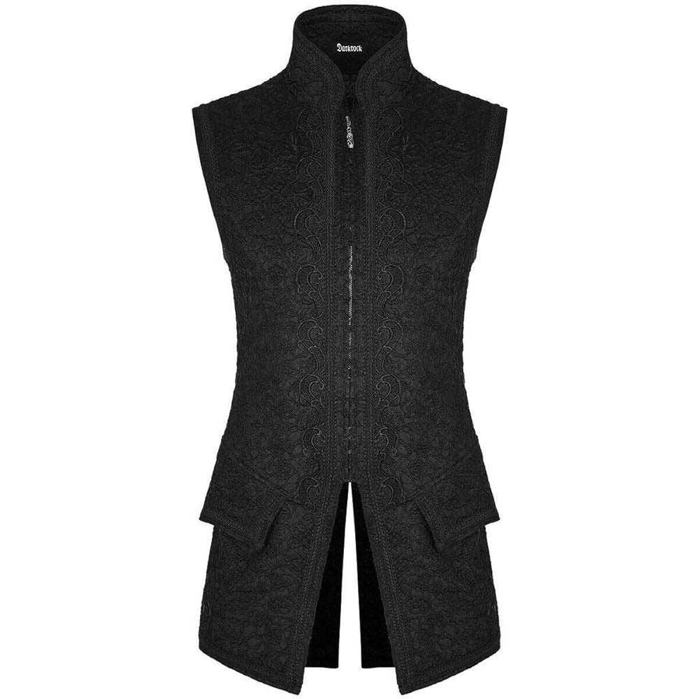 Men’s Long Waistcoat Vest Black Gothic Steampunk Victorian Aristocrat