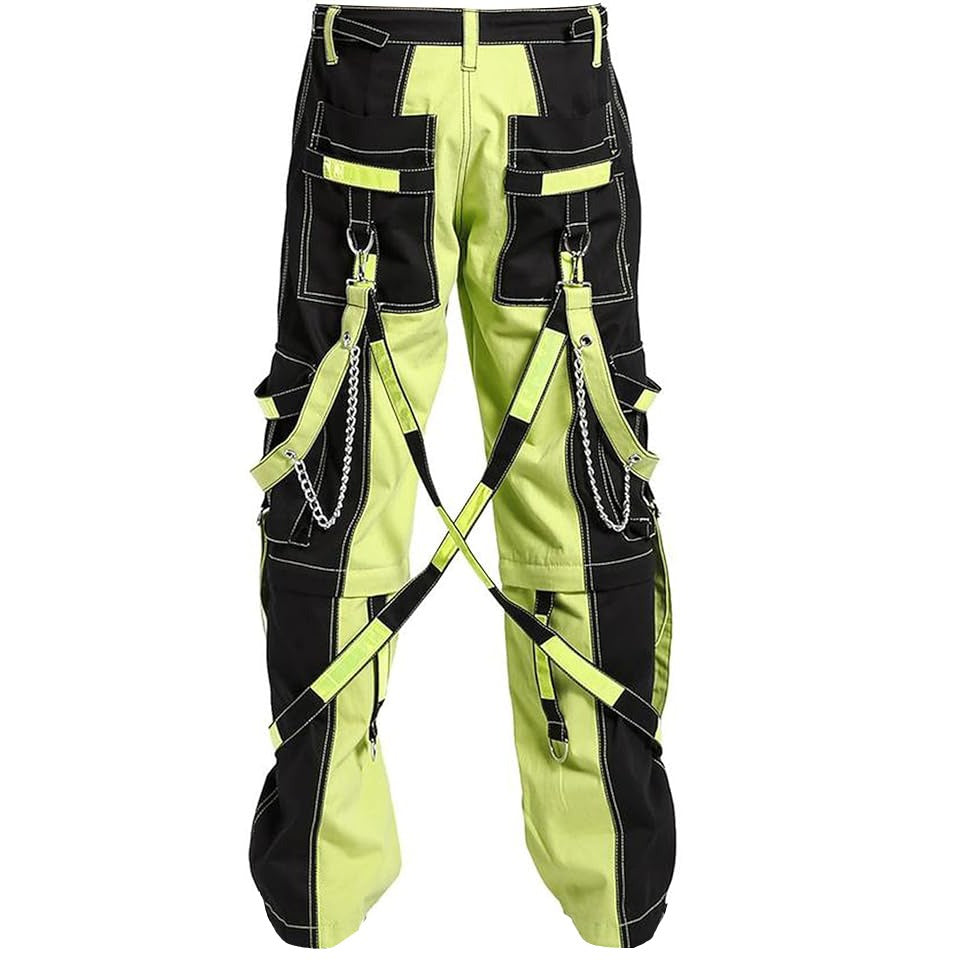 Prime Quality Men Extreme Bondage Limelight Lime Green Skater Gothic Punk Rocker Cyber Goth Steampunk Biker Pant Unisex