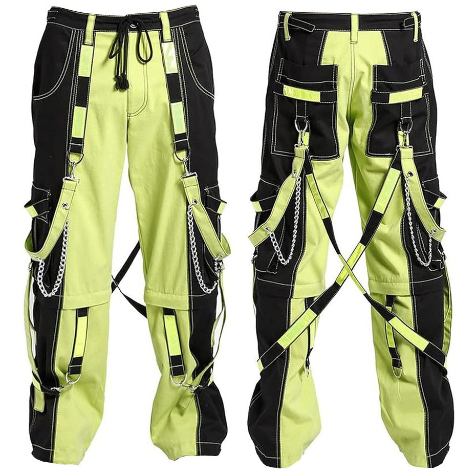 Prime Quality Men Extreme Bondage Limelight Lime Green Skater Gothic Punk Rocker Cyber Goth Steampunk Biker Pant Unisex