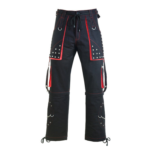 Gothic Mens Black Stylish Pant Trouser Slim fit Straight Black Red Color Pants Unisex