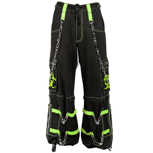 New Biohazard Men Gothic Black Lime Bondage Reflective Biohazard Symbol Pant Alternative Punk Rock Trouser Shorts Unisex