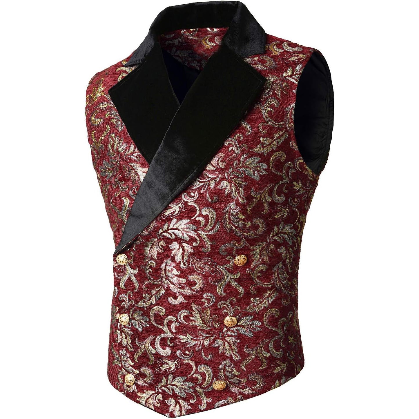 Gothic Men’s Victorian Double Breasted Vest Gothic Steampunk Waistcoat