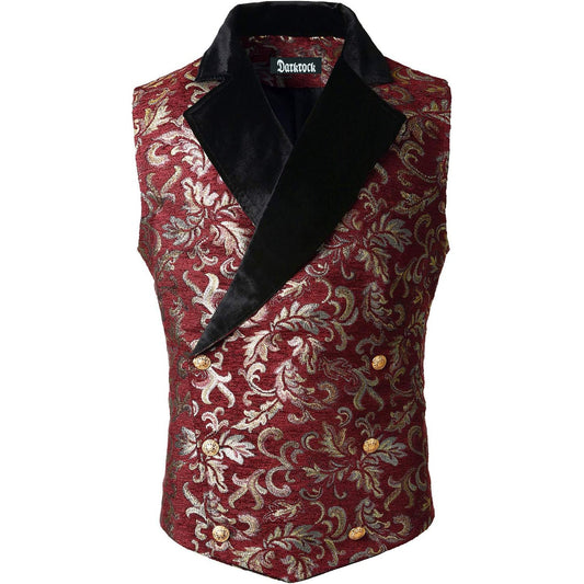 Gothic Men’s Victorian Double Breasted Vest Gothic Steampunk Waistcoat