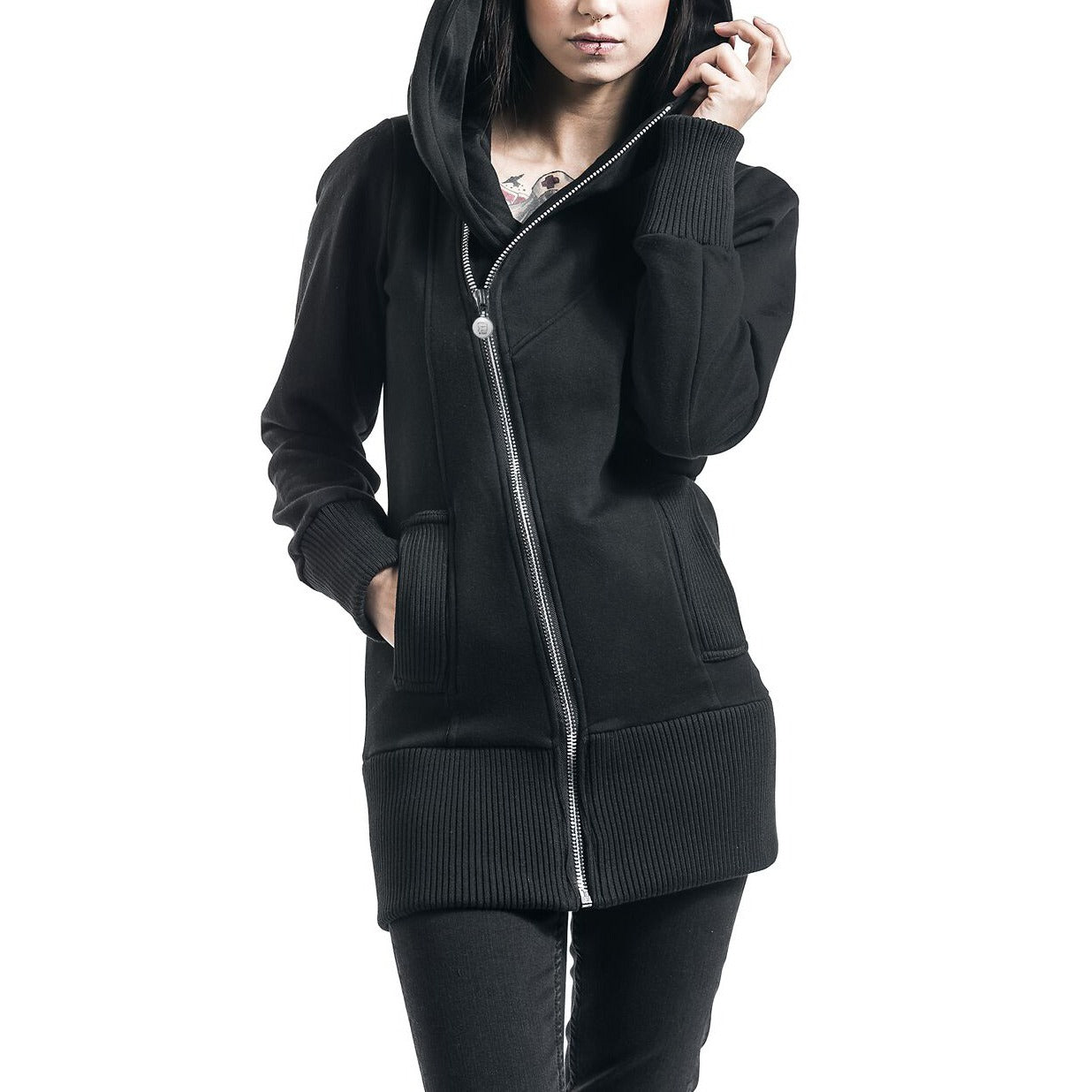 Gothic Zip Case Hooded zip black