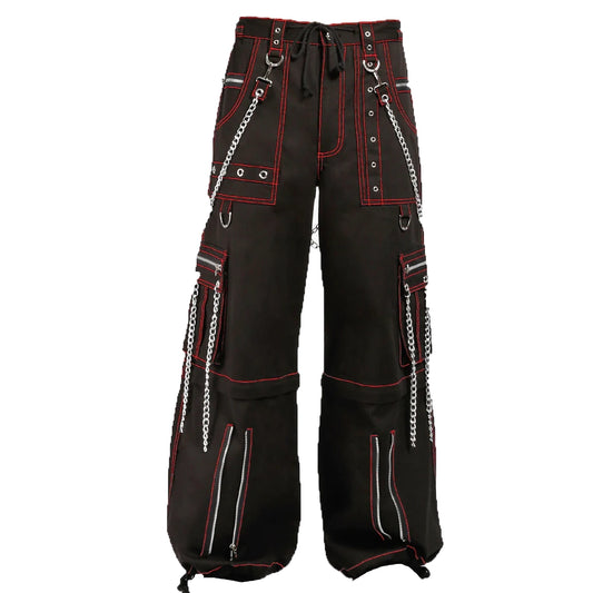 Mens Electro Bondage Gothic Red Stitch Rave Gothic Cyber Chain Goth Jeans Punk Rock Pants Unisex