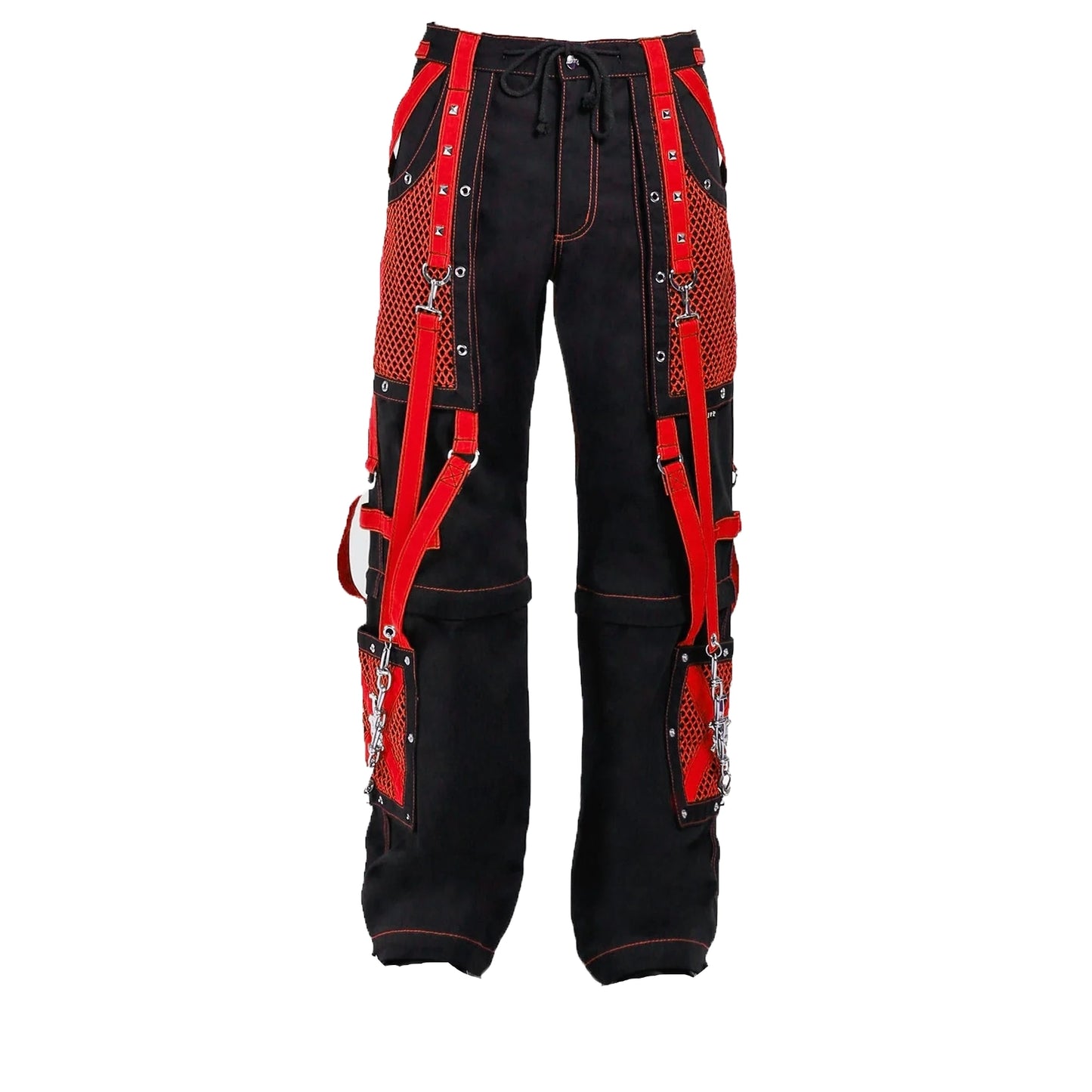 Black Red Jeans Extreme Bondage Rocker Cyber Goth Steampunk Pant Trip Unisex