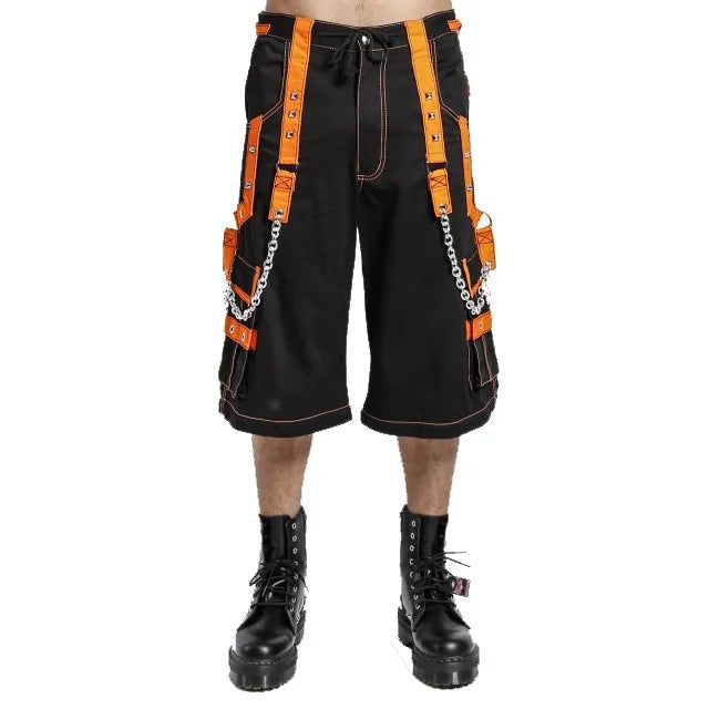 Men Extreme Bondage Skater Black Orange Gothic Punk Rocker Cyber Goth Steam punk Biker Pant Unisex