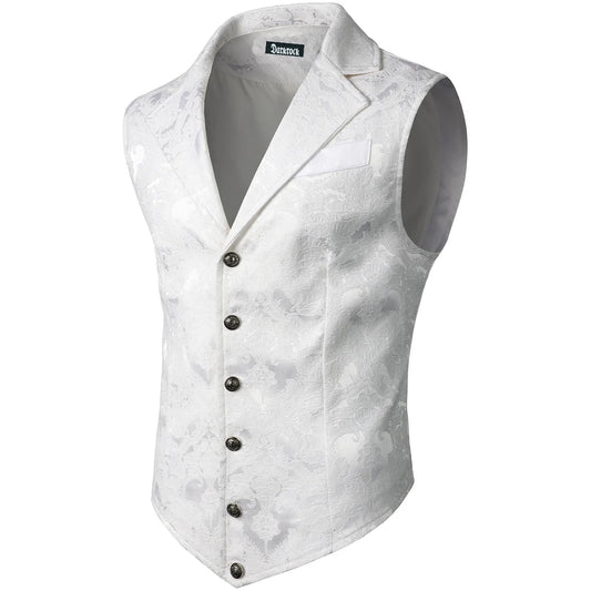 Handmade White Mens Victorian Suit Gentleman Vest Steampunk Gothic Waistcoat