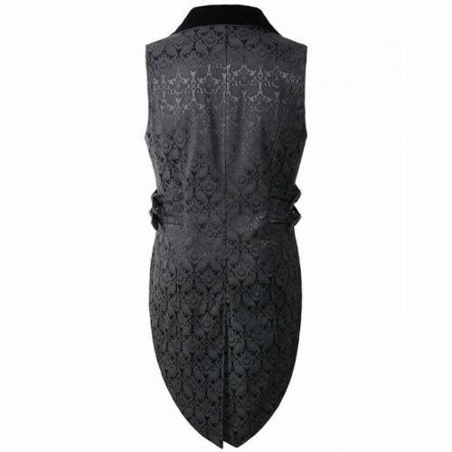 Men’s Brocade Vest Waistcoat Tailcoat Black Velvet Gothic Steampunk