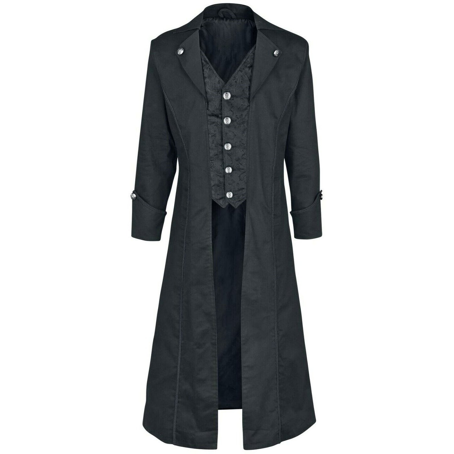 Gothic Steampunk Army Black Jacket Men’s Punk Highwayman Regency Long Coat