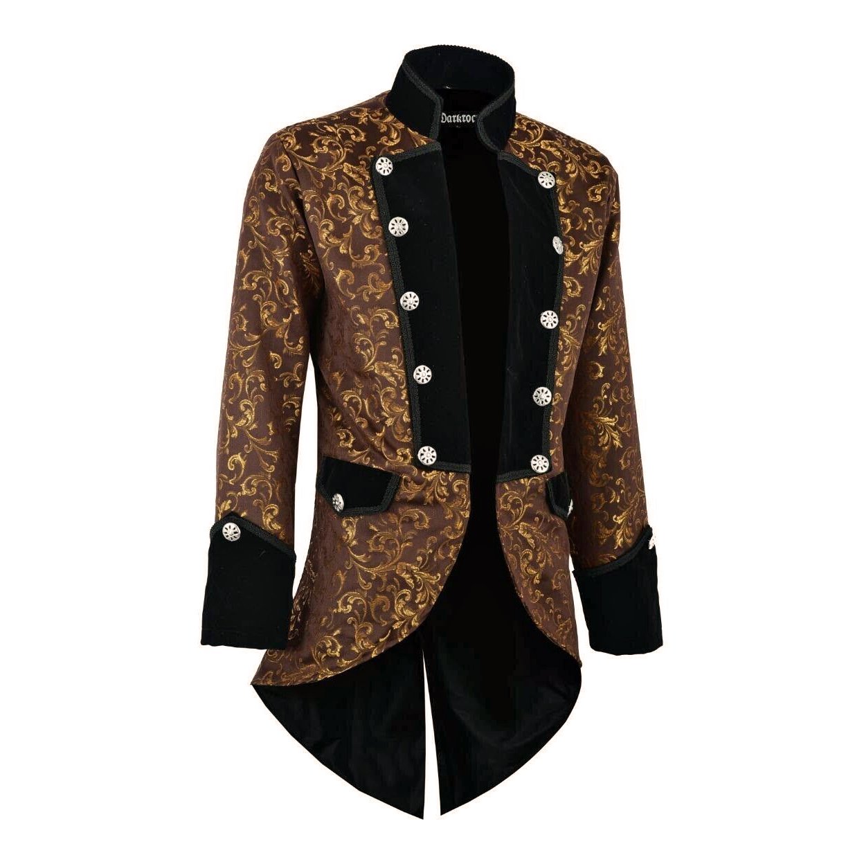 Handmade Men Tail Coat Jacket Gold Brocade Goth Steampunk Victorian Tailcoat