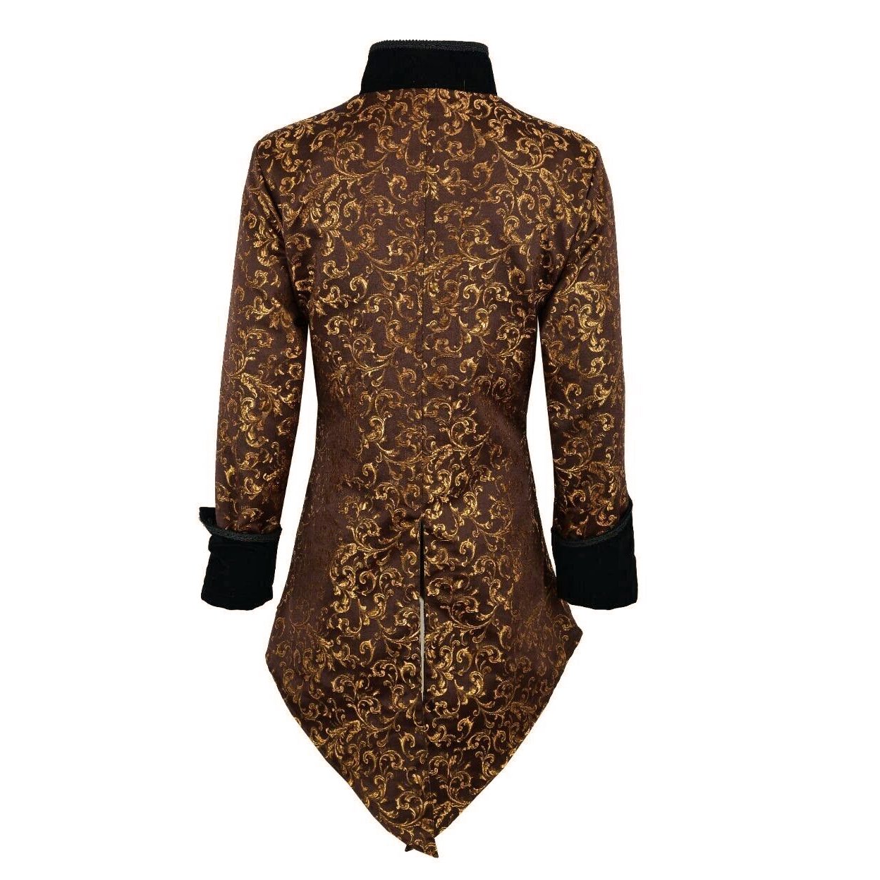 Handmade Men Tail Coat Jacket Gold Brocade Goth Steampunk Victorian Tailcoat